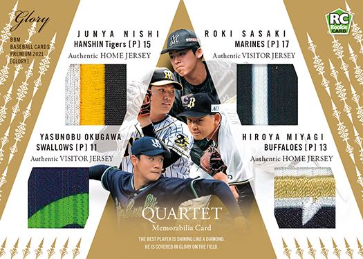 佐々木朗希(ロ)ビジタージャージー × 奥川恭伸(ヤ)ビジタージャージー × 宮城大弥(オ)ホームジャージー × 西純矢(神)ホームジャージー