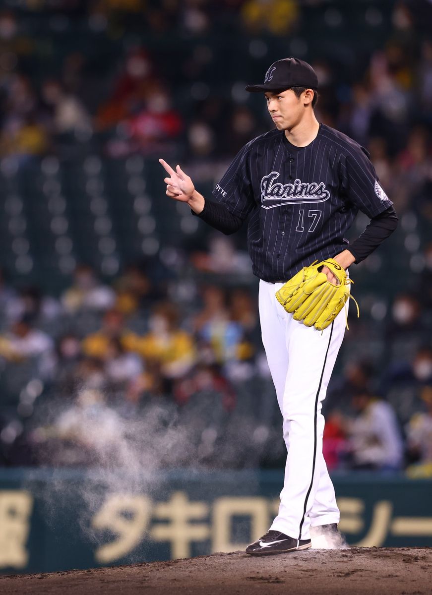 2021年5月27日=阪神甲子園球場 　少し初々しさは残るものの、終始マウンドでは落ち着いているように見受けられ、大物の雰囲気を感じました。