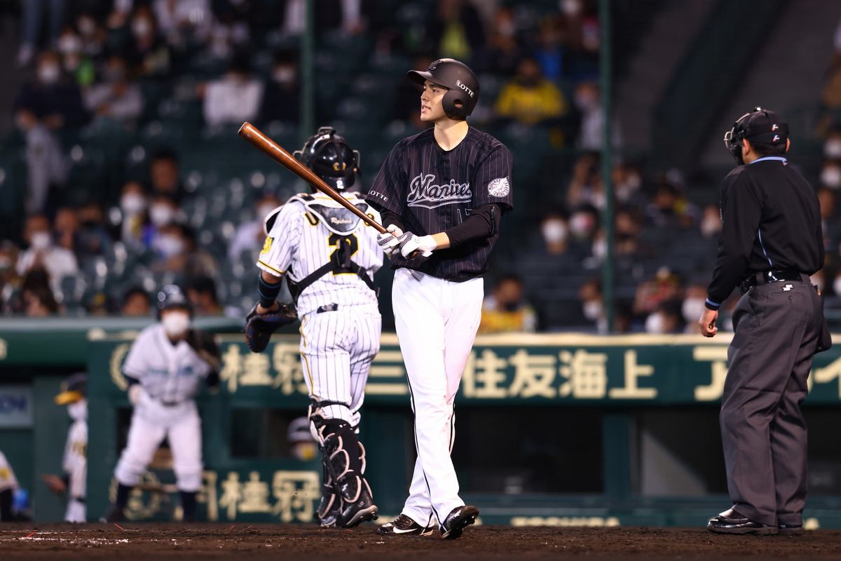 2021年5月27日=阪神甲子園球場 　高校時代はエースで四番。通算12本の本塁打も打ったそうですが、この日は二打席とも、見逃し三振に終わりました。次こそ初ヒットを！