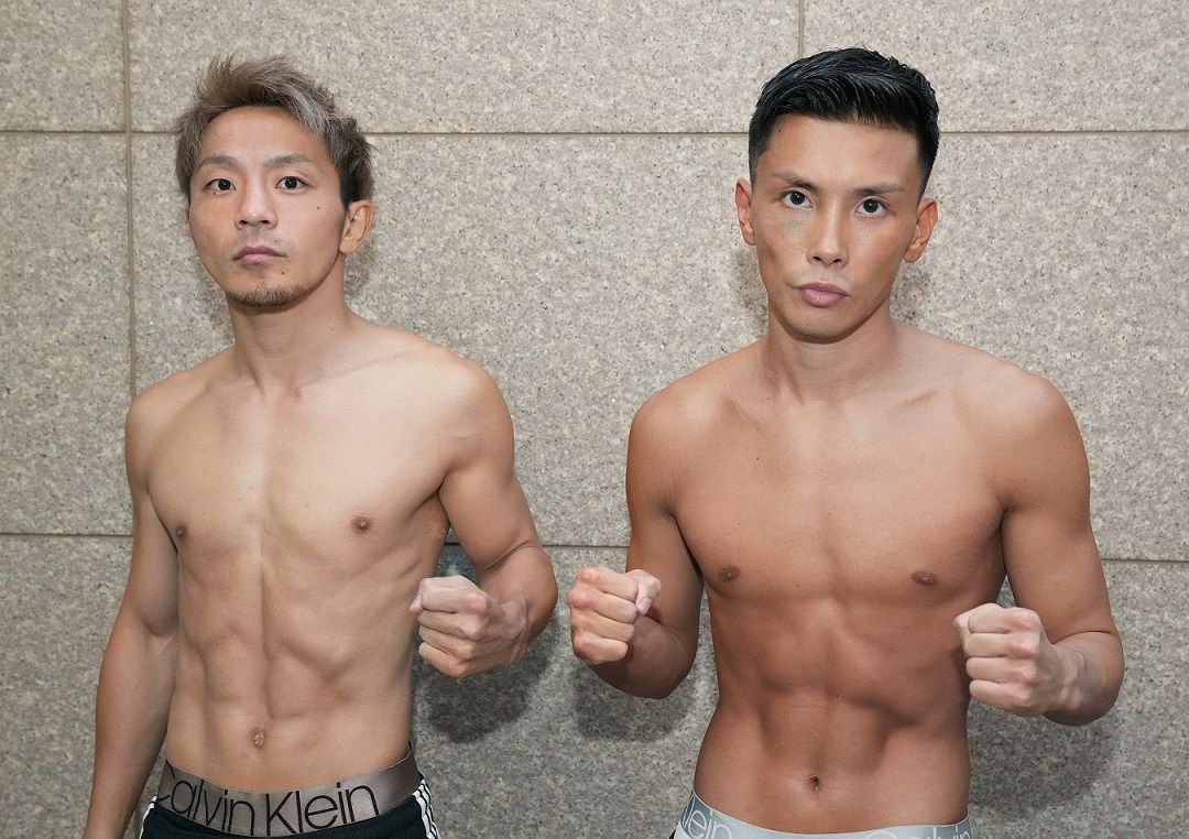 岩田翔吉(右)選手がコロナ陽性となり、日本ライトフライ級王座決定戦は計量を終えながら中止になった
