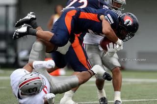 【ノジマ相模原 vs 富士ゼロックス】第1クオーター、ノジマ相模原RB宮幸がエンドソーンに飛び込んでTDo