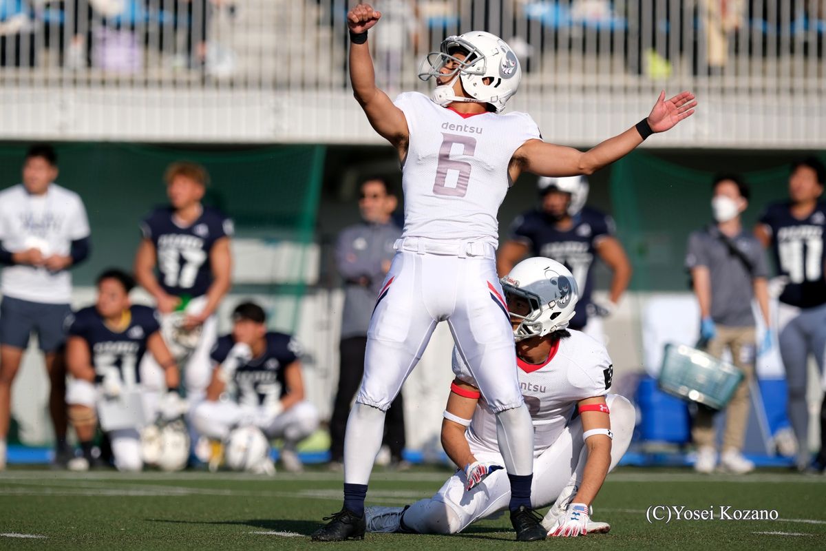 【パイレーツ vs 電通】電通K廣田がFGを決める=撮影:小座野容斉