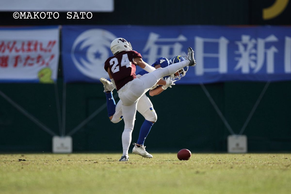 全米大学オールスター「フラボウル」に参加している早大DB大串=撮影:佐藤誠