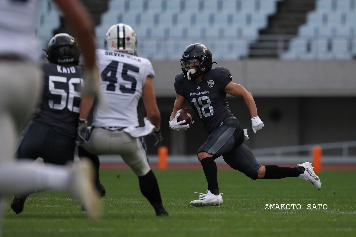 【パナソニック vs シルバースター】2Q残り6分2秒 PR桑田が47ヤードパントリターンTD=撮影:佐藤誠