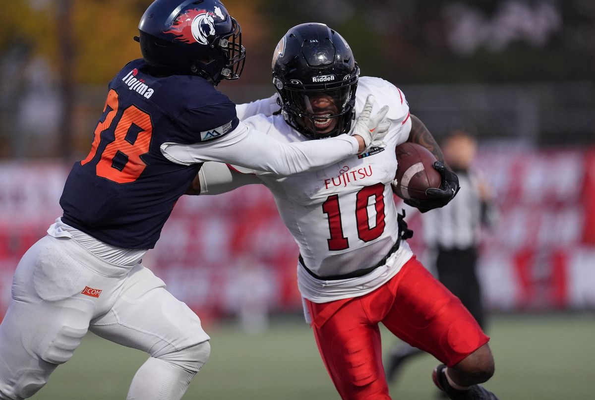 【富士通 vs ノジマ相模原】3TDパスをキャッチした富士通WRサマジー・グラント=撮影:小座野容斉