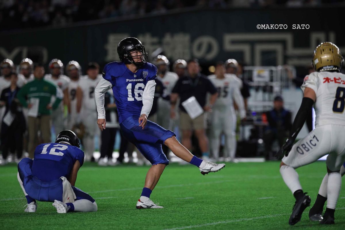 日本選手権・ライスボウル【パナソニックvsオービック】パナソニックの全得点を挙げたK佐伯＝撮影:佐藤誠