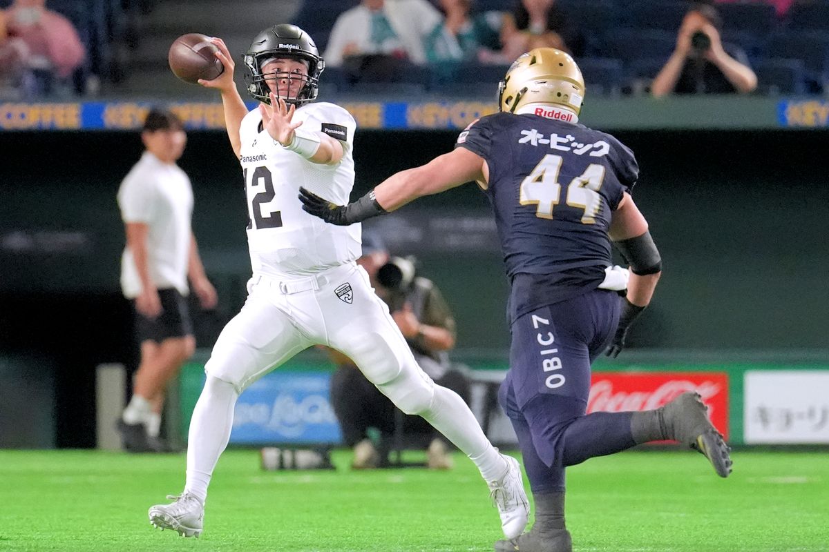【オービックvsパナソニック】第4Q、パナソニックは、QB荒木で逆転を狙ったが・・・ ＝撮影：小座野容斉