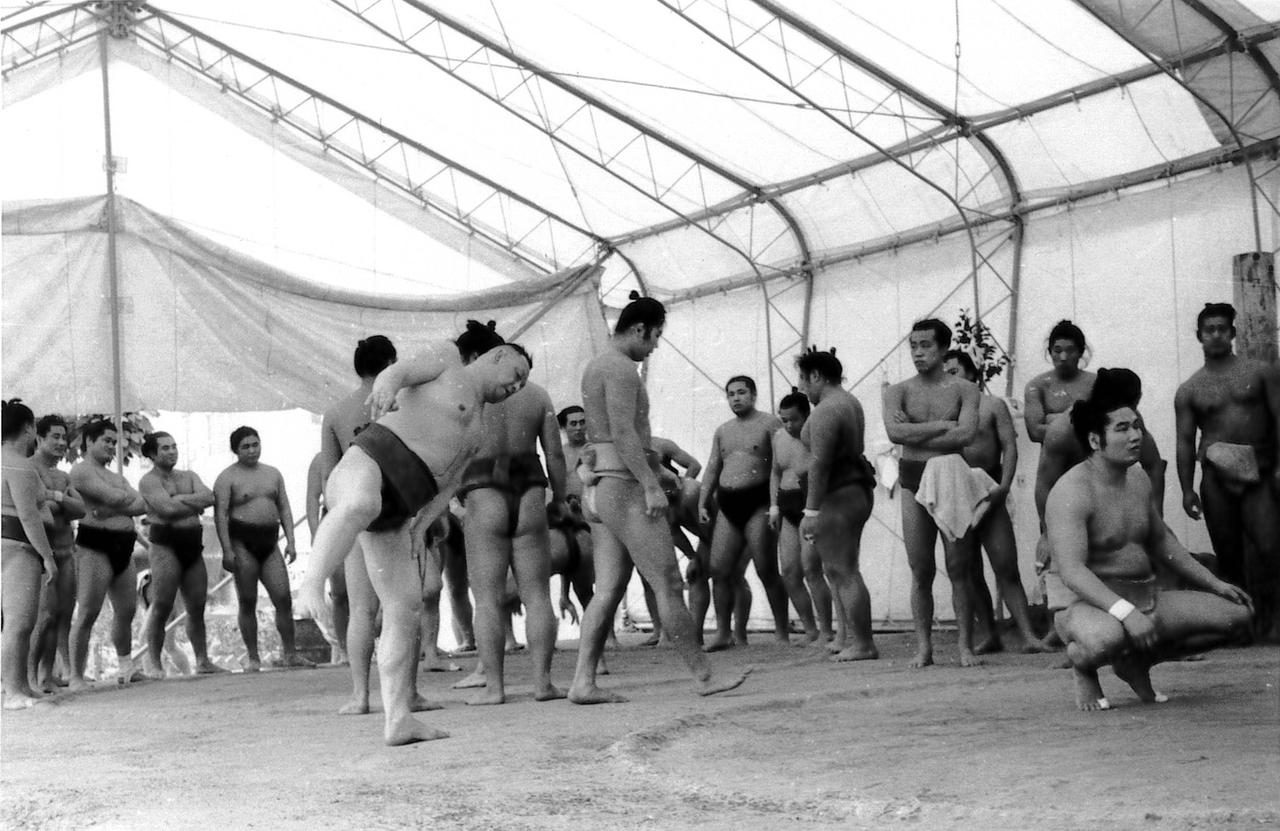 私の 奇跡の一枚 連載69 大双葉降臨 稽古場で木綿の廻しをつけた理事長 mスポーツ ベースボール マガジン社