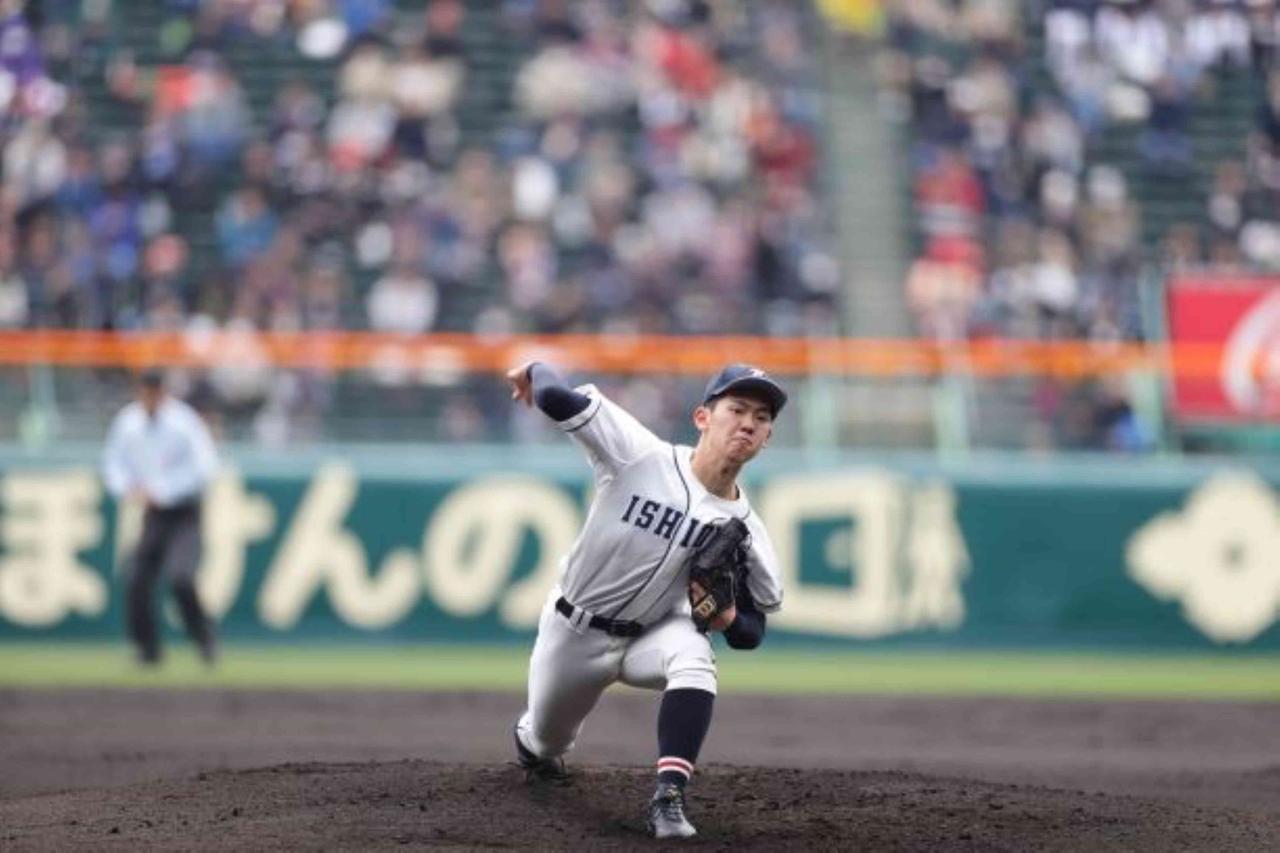 甲子園注目選手フォーム連続写真 石岡一高 岩本大地 mスポーツ ベースボール マガジン社